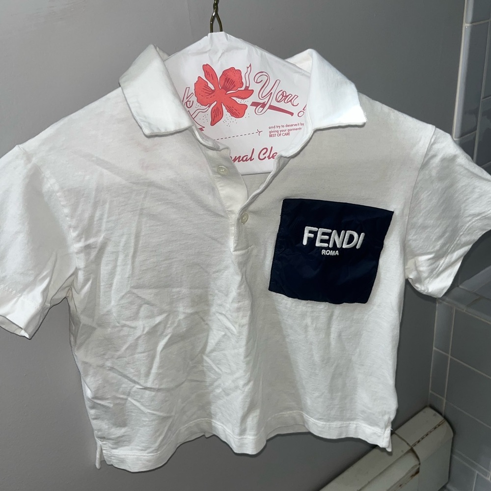 Fendi Polo Boys White and Navy 4T